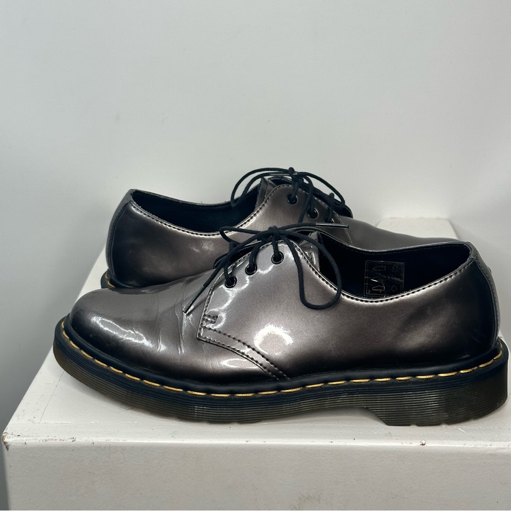 🔴 SOLD Doc Dr Martens Air Wair Shoes Patent Shiny Leather Oxford 10084 Bronzed - Picture 2 of 9